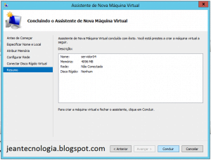 Concluir nova VM