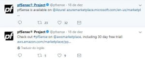 Twitter oficial do pfSense