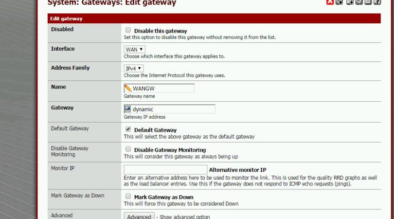 Configurando Gateway Wan para dinamico