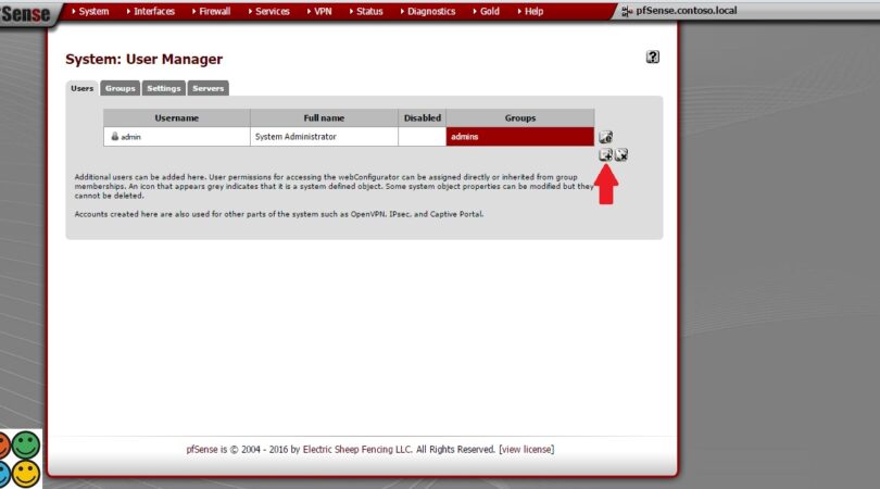 Criando usuário local PFSense