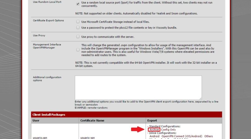 download arquivos configuracao client OpenVPN